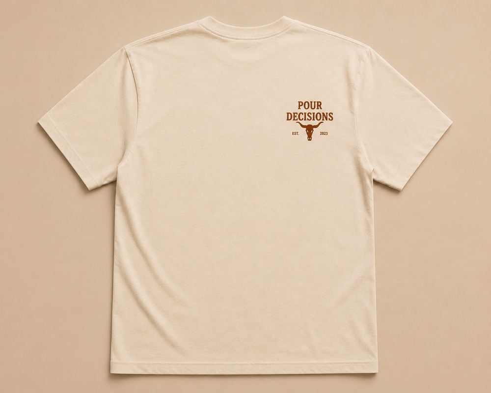 Boots at the Bar Tee cream Pour Decisions western apparel